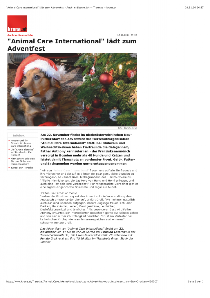 Einladung zum Adventfest 2014 